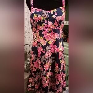 Beautiful NWOT Floral Pink and Blue Summer Dress Size 12